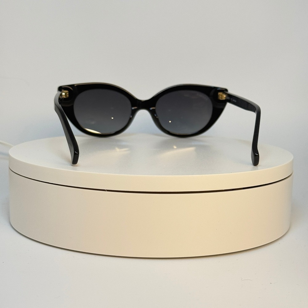Feroce Vicky Blackout Polarized Cat Eye Sunglasses 50x19 Black Frame Grey Lens - Picture 3 of 8